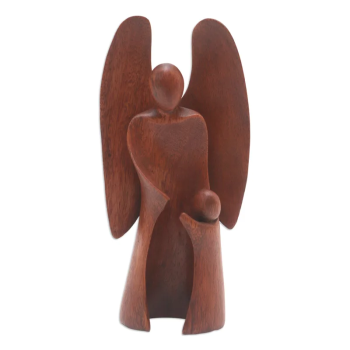 Angel themed wood sculpture