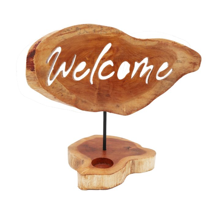 Candle Holder with Welcome Sign