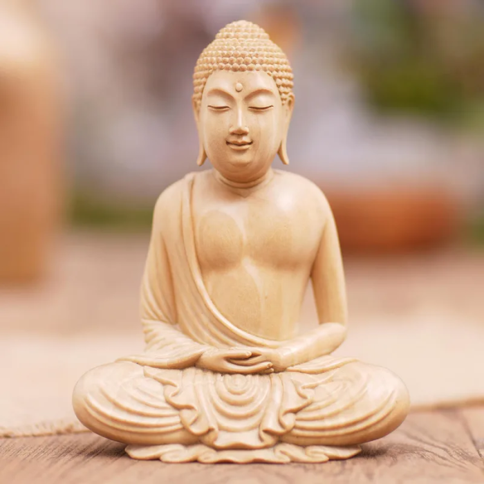 Handmade Wood Buddha Sculpture