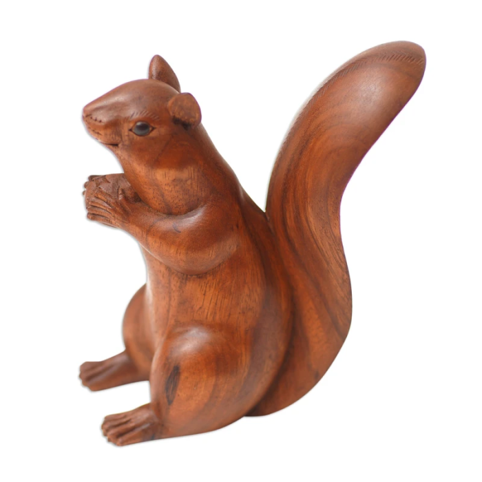 Squirrel Crafted Wood Sculpture