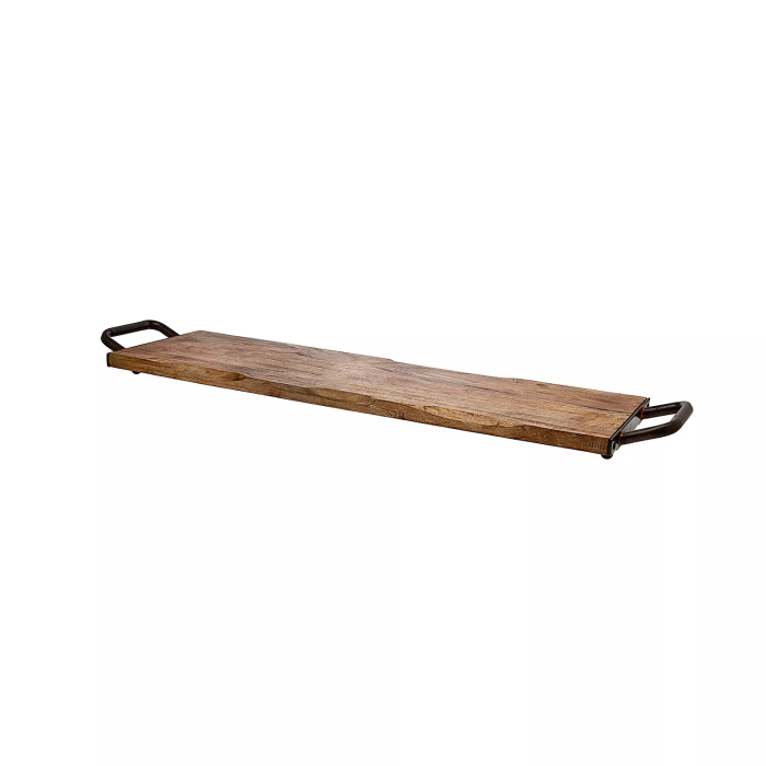 Wood Tray with Metal Handle