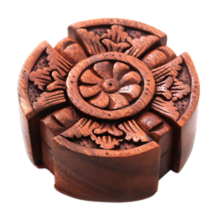 floral wood puzzle box