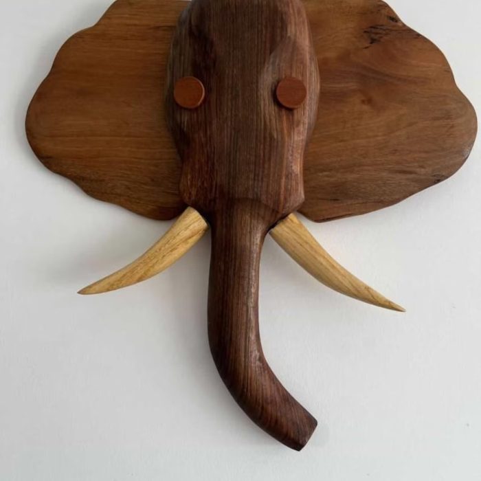 hand made wooden elephant wall decor