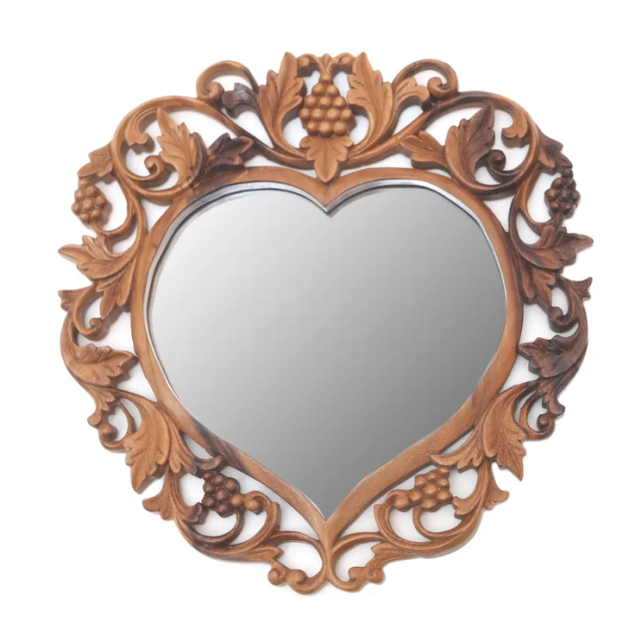 heart shaped wood wall mirror Frame