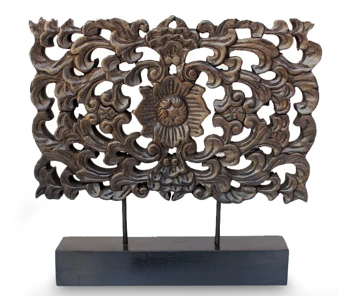 wood flower sculpture