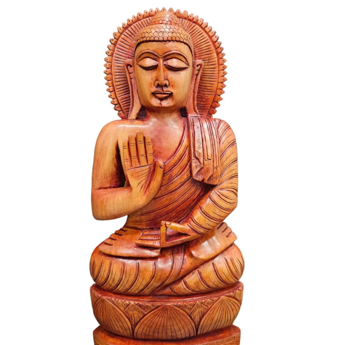 wooden guatam buddha statue