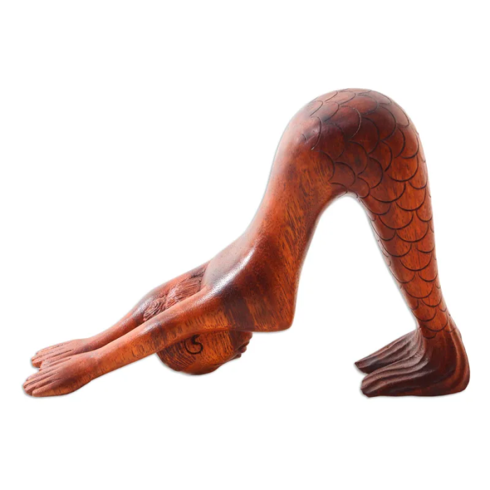 yoga pose wood sculpture